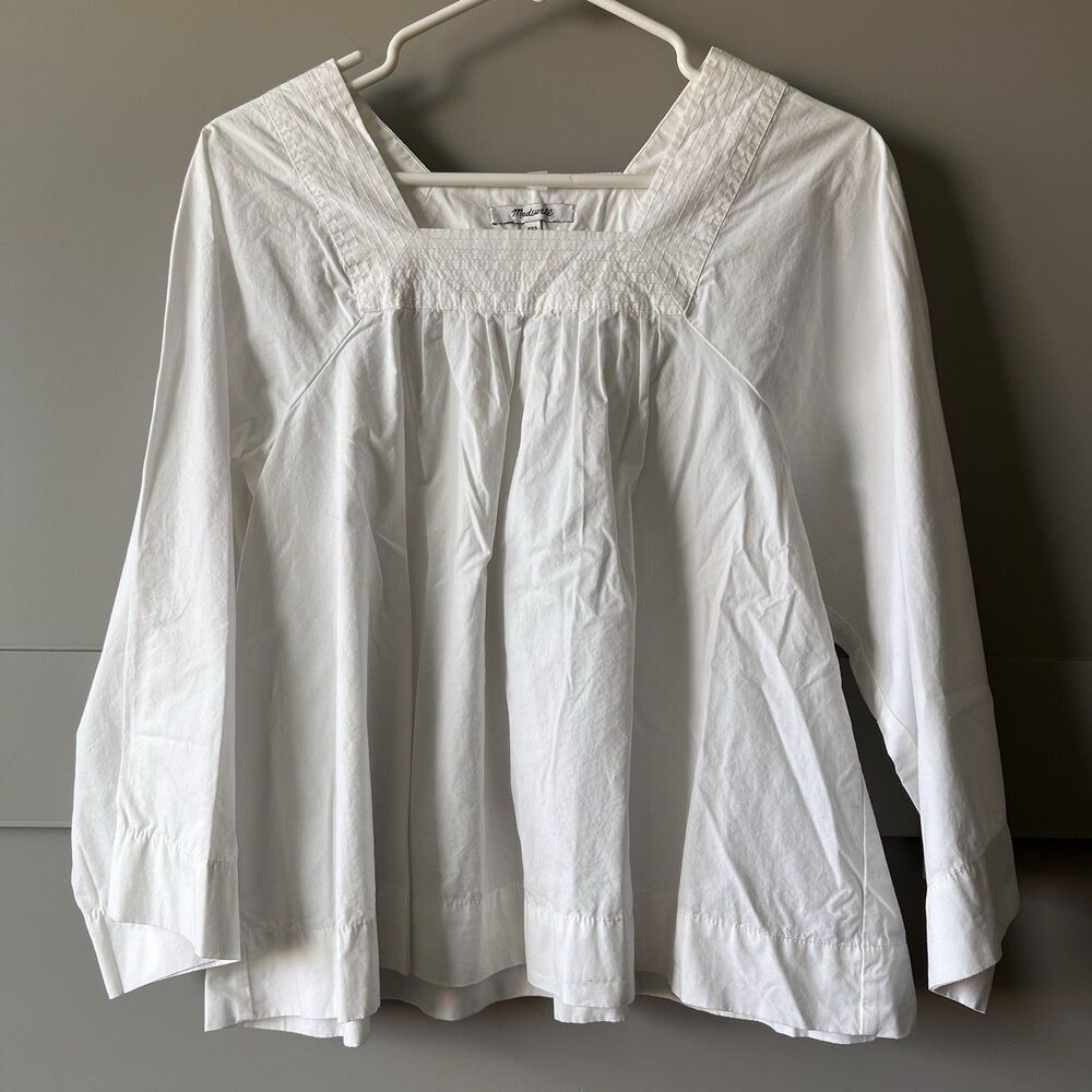 Madewell Square Neck Wide Sleeve Top Womens Sz XXS White Neutral Minimalist Boho